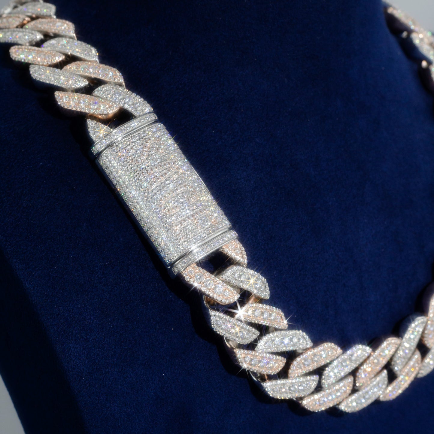 Custom VVS Moissanite Cuban Link Chain 925 Sterling Silver Iced Out Diamond