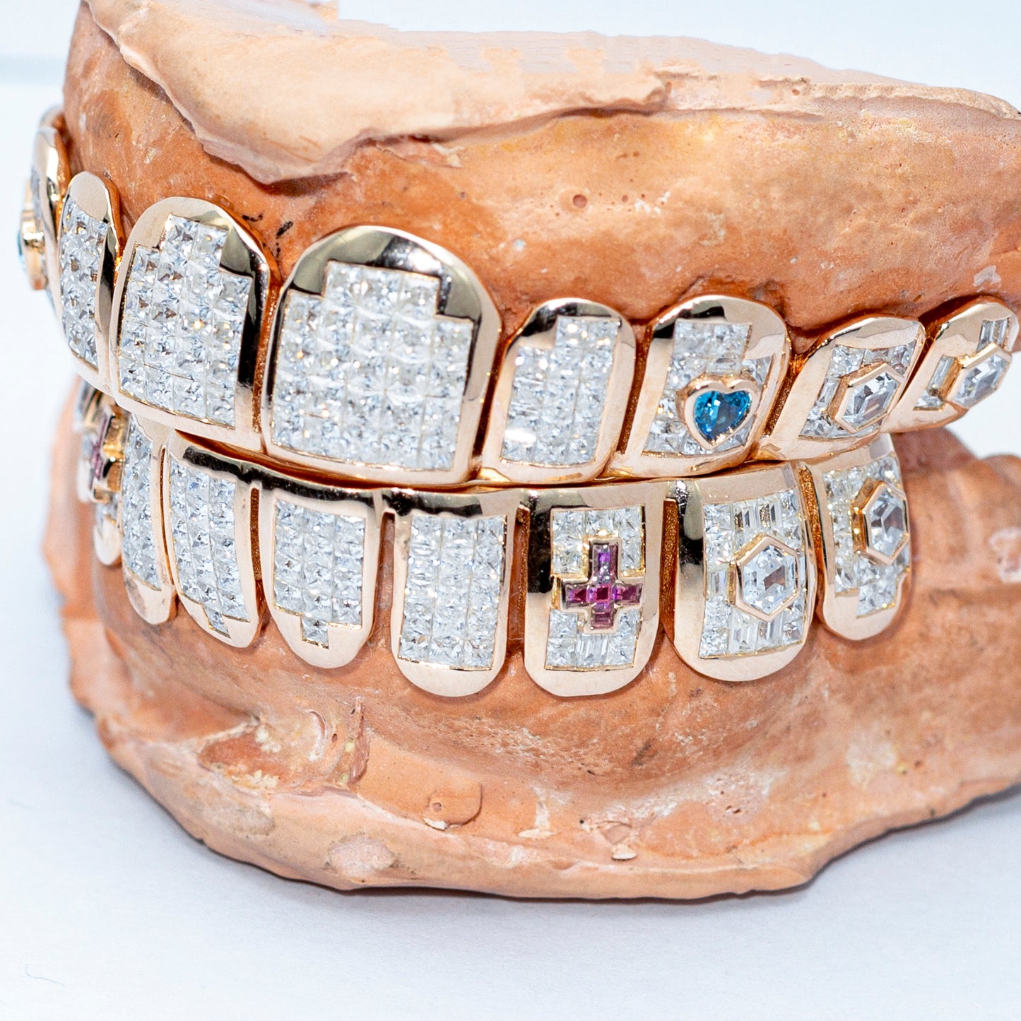 Custom Invisible Setting VVS Diamond Grillz Top OR BOTTOM Princess Cut Invisible Setting Iced Out Moissanite Grillz