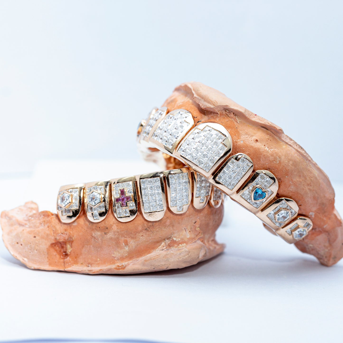 Custom Invisible Setting VVS Diamond Grillz Top OR BOTTOM Princess Cut Invisible Setting Iced Out Moissanite Grillz