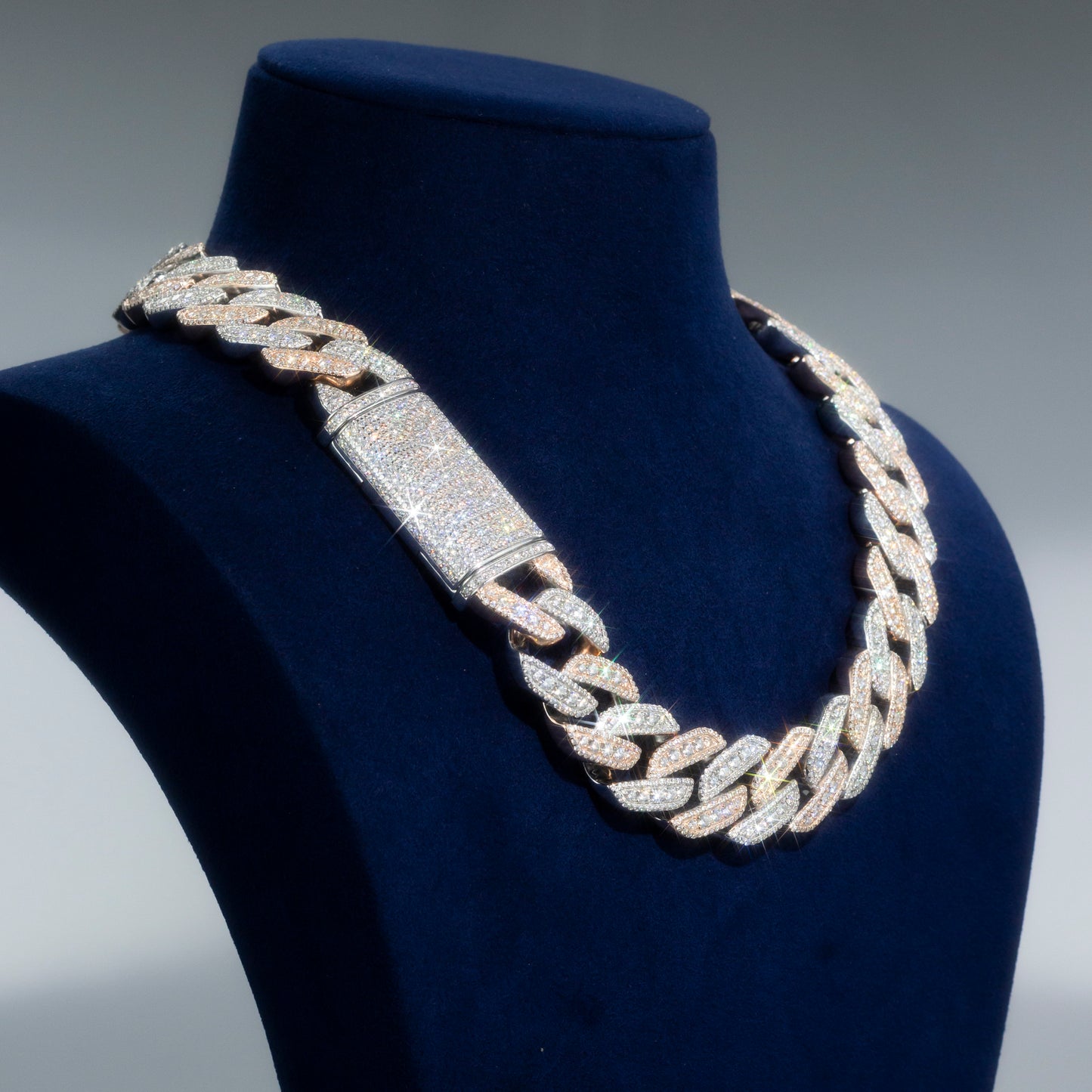 Custom VVS Moissanite Cuban Link Chain 925 Sterling Silver Iced Out Diamond