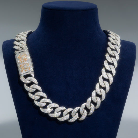 Custom VVS Moissanite Cuban Link Chain 925 Sterling Silver Iced Out Diamond