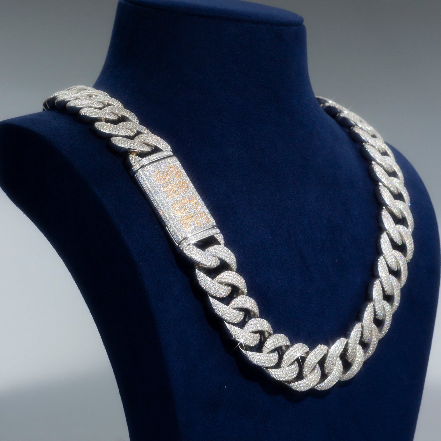 Custom VVS Moissanite Cuban Link Chain 925 Sterling Silver Iced Out Diamond