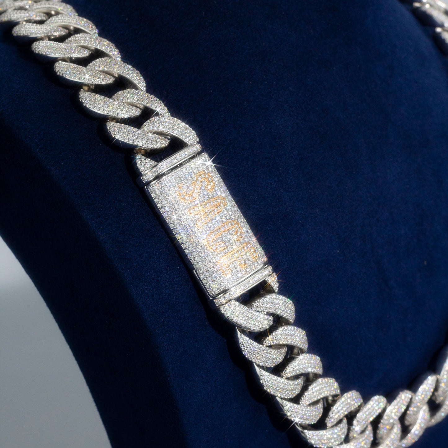 Custom VVS Moissanite Cuban Link Chain 925 Sterling Silver Iced Out Diamond