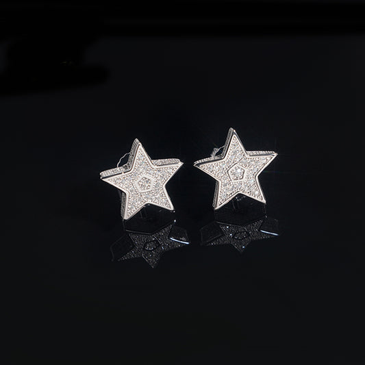 Moissanite S925 Silver Earrings Popular In Europe And America Simple Star-Shaped Earrings