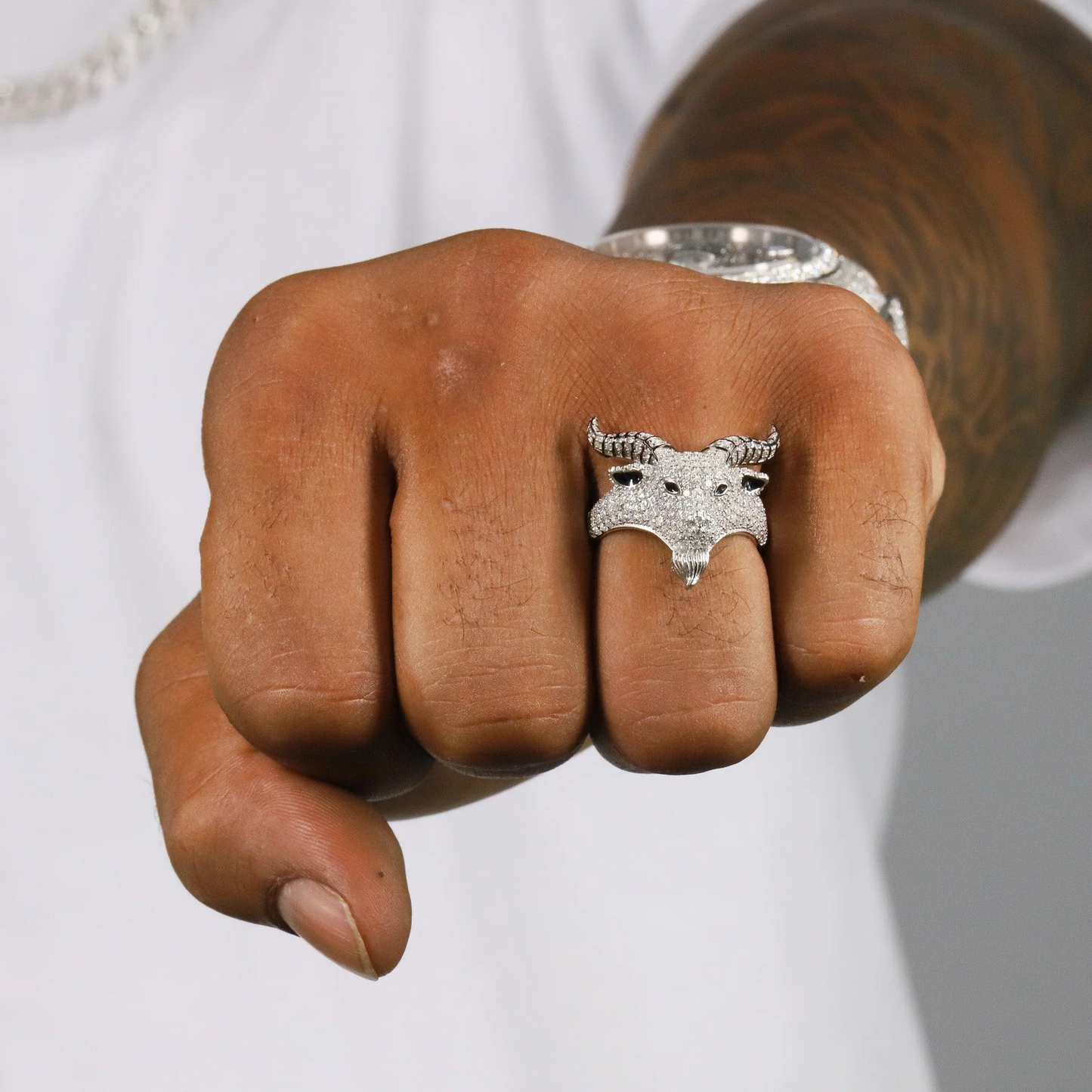 Custom Iced Out Goat Vvs Moissanite Diamond Ring