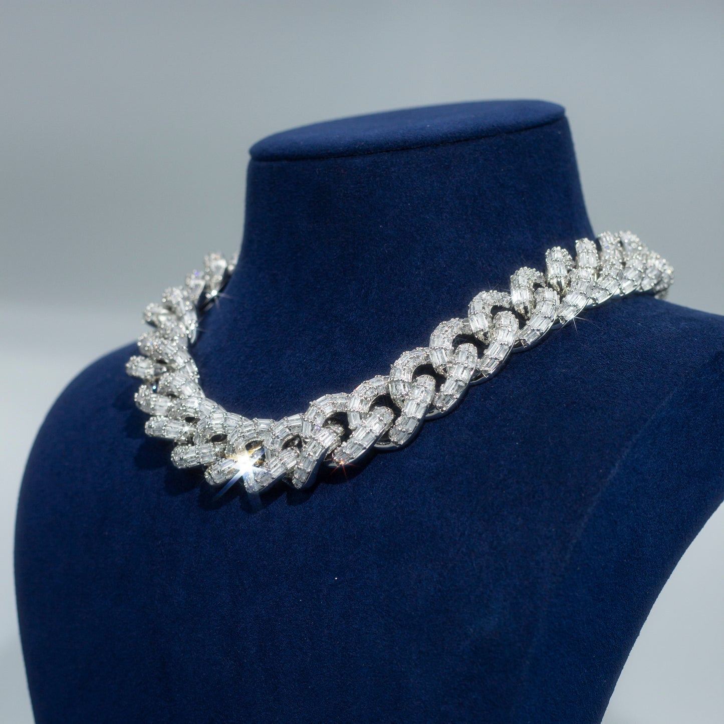 Custom VVS Moissanite Cuban Link Chain 925 Sterling Silver Iced Out Diamond